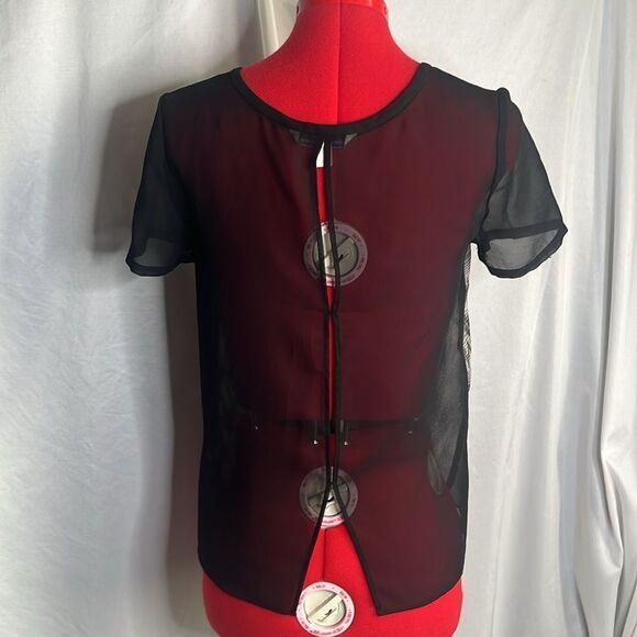 XS54 American eagle outfitters sheer two tone blouse - Picture 4 of 7